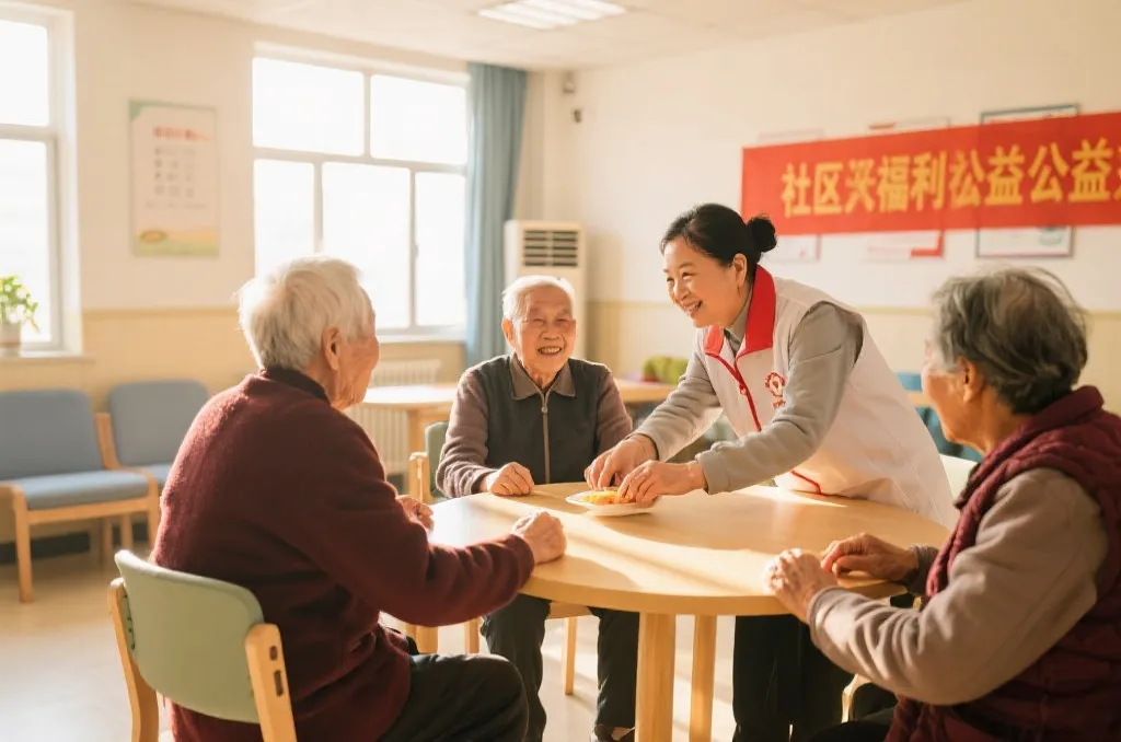 社区老人在福利机构享受公益服务